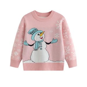 Cartoon snowman baby base pullover knitted sweater