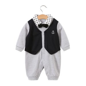 Children's jumpsuit, baby romper, long sleeved newborn hundred day gentlemanly suit
