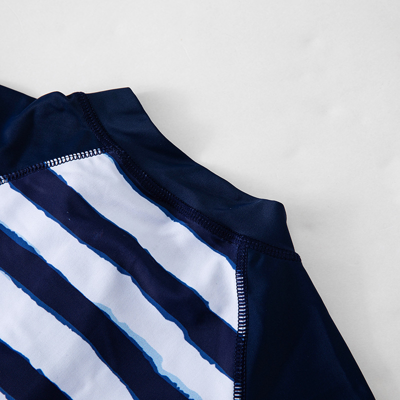 Striped Boy Children Warm Sunscreen Hot Spring Swimsuit Quick-Drying Baby One-Piece Swimsuit - Image 4