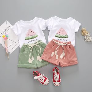 Girls Summer Short Sleeve Suit Version Girls T-Shirt Shorts Baby Two-Piece