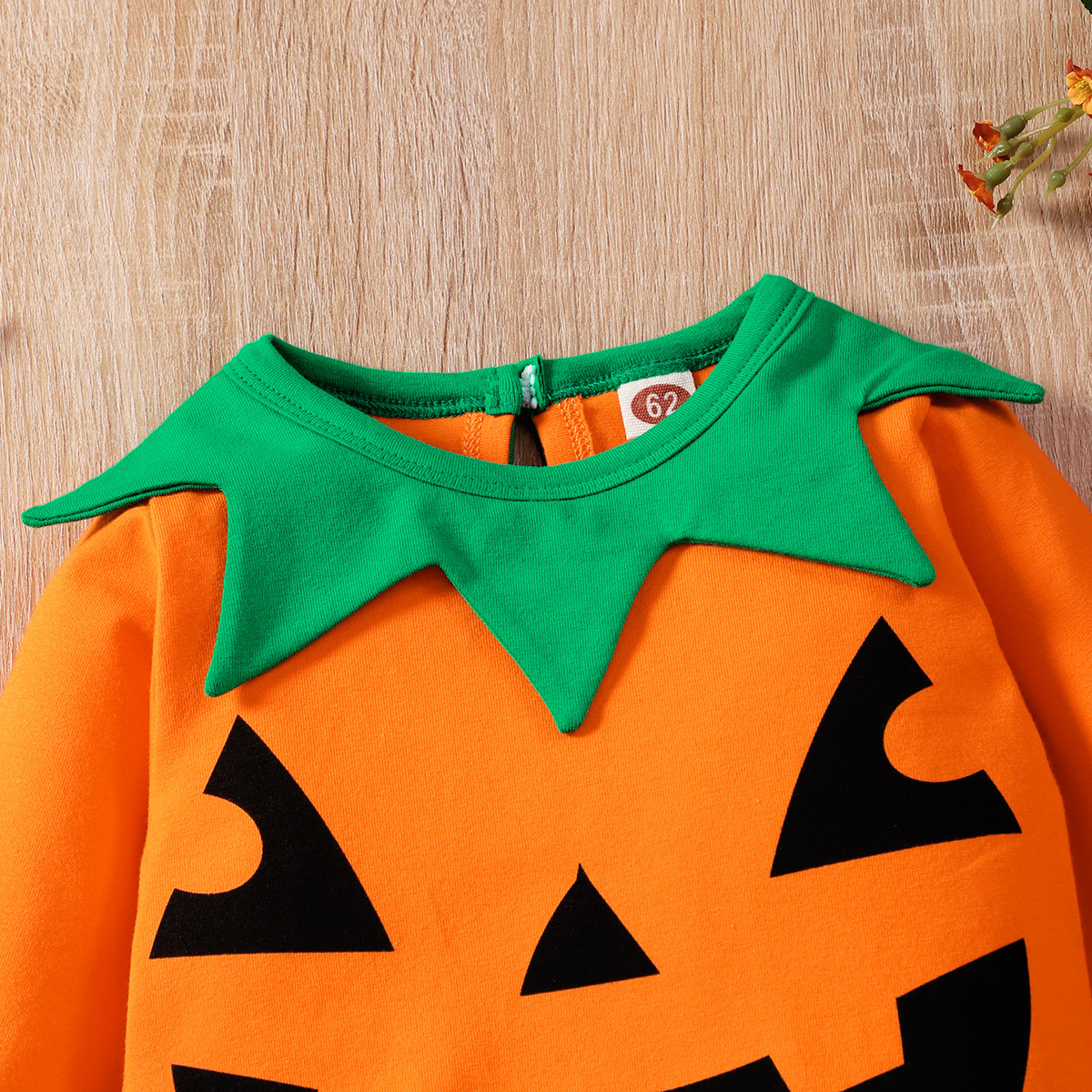 New Halloween Baby Long Sleeve Pumpkin Smiley Long Sleeve One Piece - Image 3