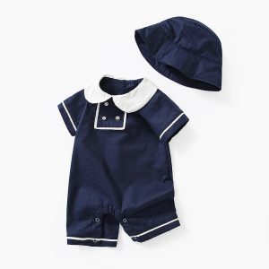 Children's Clothing Summer Style Cute Doll Collar Baby Romper Short Sleeve Romper Baby One Piece