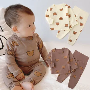 Newborn Clothes Set Kid Baby Boys Girls Long Sleeve Cotton Top and Pant Suit Pj Set