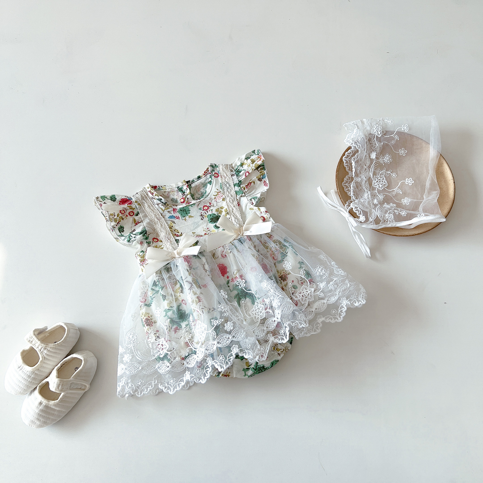 ins Summer baby girl baby flying sleeve jumpsuit - Image 2