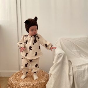 Infant cute wave point suit baby spring and autumn loose foreign style top doll shirt bear suit