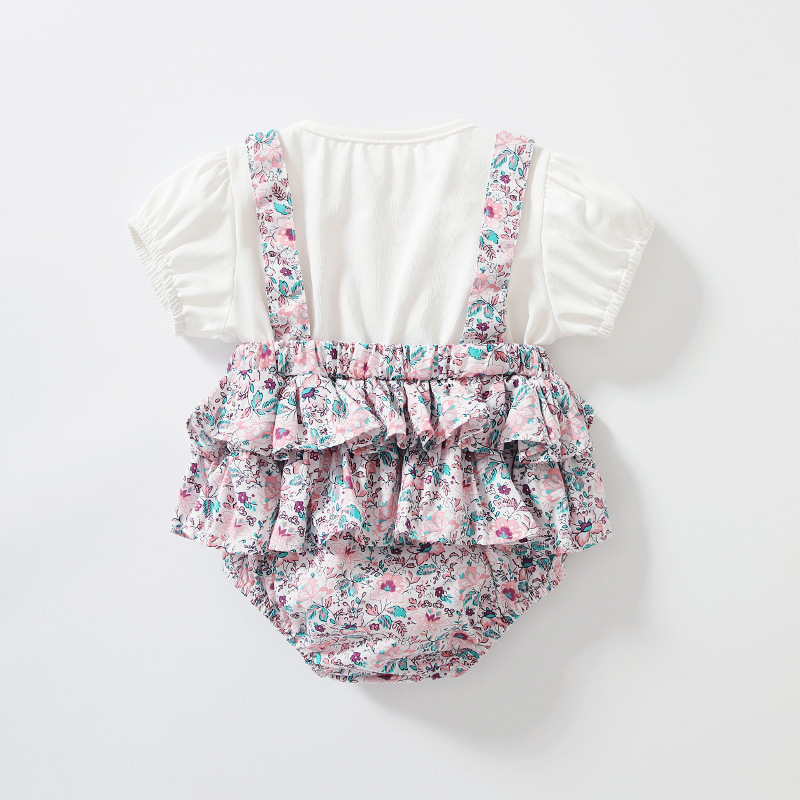 Refreshing Pastoral Style Purple Floral Female Baby Cotton Rompers - Image 5