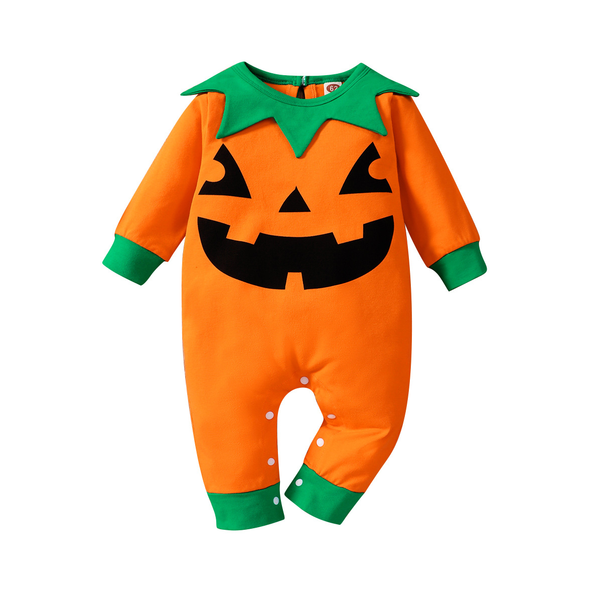 New Halloween Baby Long Sleeve Pumpkin Smiley Long Sleeve One Piece - Image 5