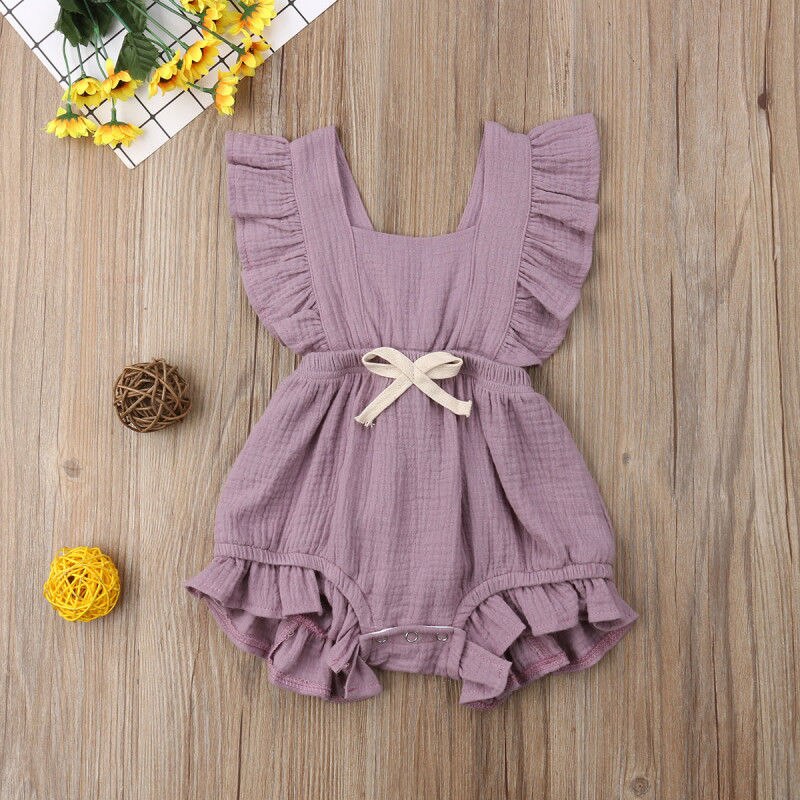 Newborn Baby Girls Ruffle Sleeveless Romper Jumpsuit Outfits - Image 4
