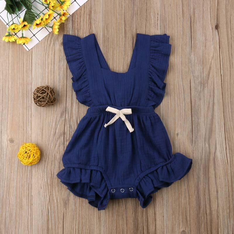 Newborn Baby Girls Ruffle Sleeveless Romper Jumpsuit Outfits - Image 12