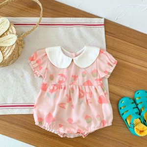 Summer New Newborn Baby Girl Baby Lapel Jumpsuit Baby Romper Romper