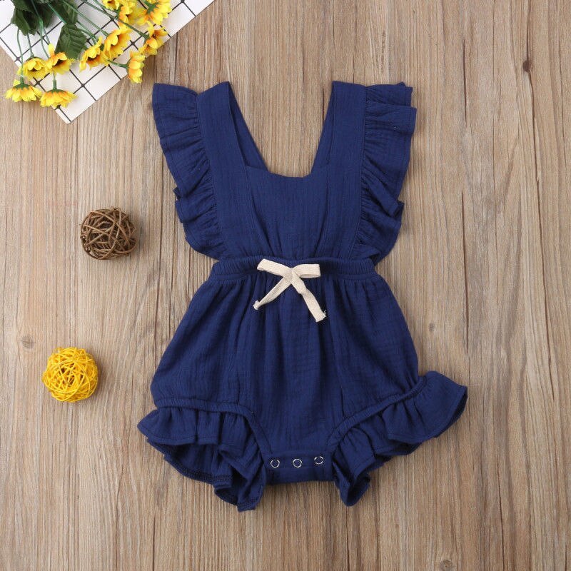 Newborn Baby Girls Ruffle Sleeveless Romper Jumpsuit Outfits - Image 5