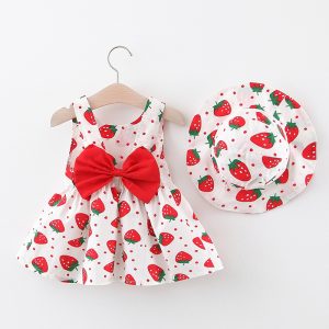 Children's Skirt Girl Baby Small Fresh Big Strawberry Printed Dress