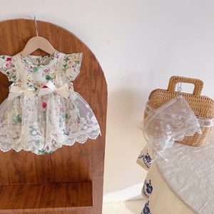 ins Summer baby girl baby flying sleeve jumpsuit