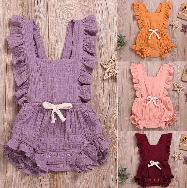 Newborn Baby Girls Ruffle Sleeveless Romper Jumpsuit Outfits