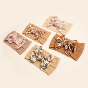 New Jacquard Butterfly Tie Hair Band Children's Soft Elastic Headwear Baby Hair Band 5-Piece Set