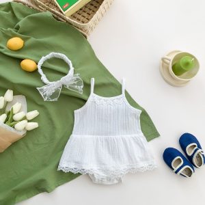 New Summer Baby Sling Lace Lace Skirt Romper Baby Cotton Sleeveless Jumpsuit