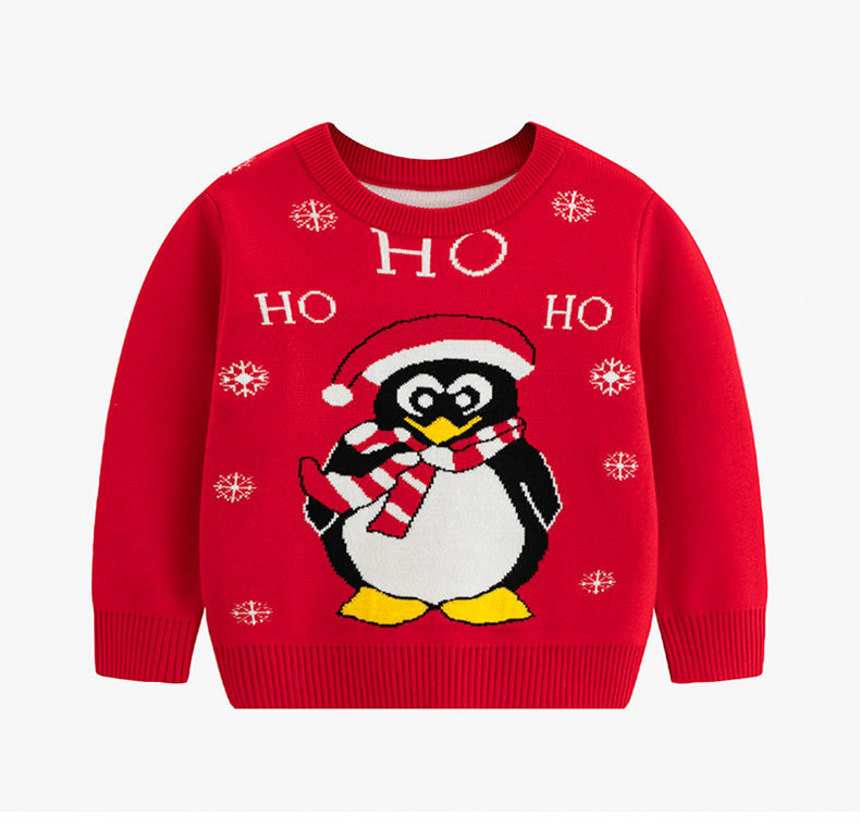 Children's cartoon Christmas sweater penguin baby base pullover knit sweater - Image 5